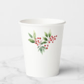 Winter Christmas Berry Waterverf Papieren Bekers (Achterkant)