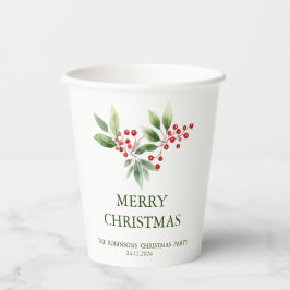 Winter Christmas Berry Waterverf Papieren Bekers