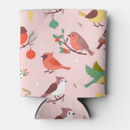 Winter Christmas Birds Custom Name Blikjeskoeler
