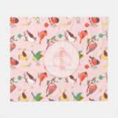 Winter Christmas Birds Personalized Fleece Deken (Voorkant (Horizontaal))