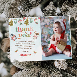 Winter Christmas Birthday Party Foto Bedankkaart