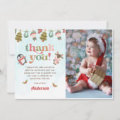 Winter Christmas Birthday Party Foto Bedankkaart (Voorkant)