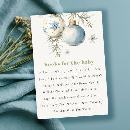 Winter Christmas Blue Boy Boeken voor Baby shower Informatiekaartje