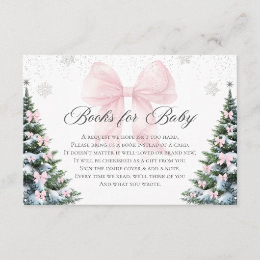 Winter Christmas Bow Baby Shower Books For Baby Informatiekaartje (Voorkant)