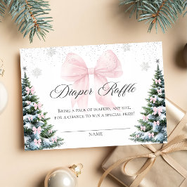 Winter Christmas Bow Baby Shower Diaper Raffle Informatiekaartje