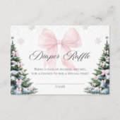 Winter Christmas Bow Baby Shower Diaper Raffle Informatiekaartje (Voorkant)