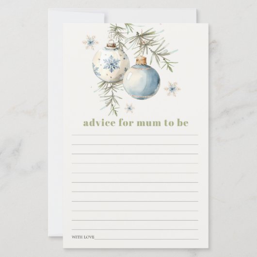 Winter Christmas Boy advies aan mama Baby shower (Voorkant)