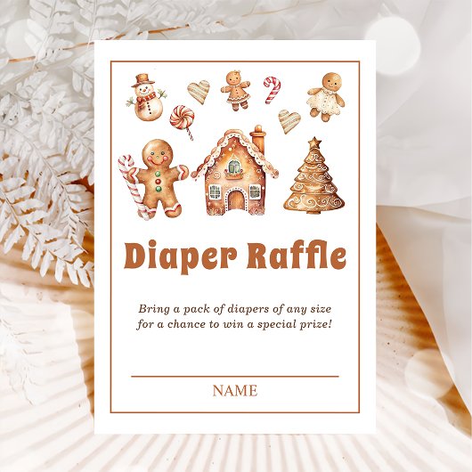 Winter Christmas Cookie Baby shower Luier Raffle Informatiekaartje