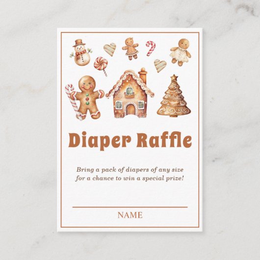 Winter Christmas Cookie Baby shower Luier Raffle Informatiekaartje (Voorkant)