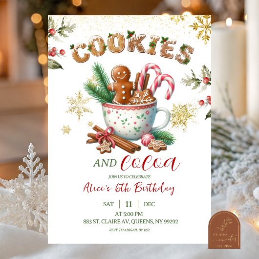 Winter Christmas Cookies and Cocoa Birthday  Kaart