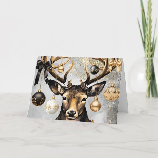 Winter Christmas Deer - aangepaste kerst Kaart (Voorkant)