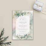 Winter Christmas Dromerige Waterverf Elegante brui Kaart<br><div class="desc">Deze kerst-, winterhuwelijksuitnodiging belichaamt boheemse elegantie met zijn betoverende waterverf-ontwerp, met een botanisch lijst van bessen en wintergroen in een bohemien botanische opstelling in een waterverf schilderij. Ideaal voor koppels die houden van kunst en bijzondere design, stijlvolle landelijke, rustieke, boheemse en romantische thema's, deze uitnodiging is een ideale keuze voor...</div>