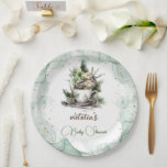 Winter Christmas Evergreen Baby shower Papieren Bordje<br><div class="desc">Winter Pine Tree Floral Baby shower Collectie</div>