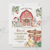Winter Christmas Farm Animal Birthday Kaart (Voorkant)