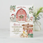 Winter Christmas Farm Animal Birthday Kaart (Staand voorkant)