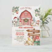 Winter Christmas Farm Animal Holiday Party Kaart (Staand voorkant)