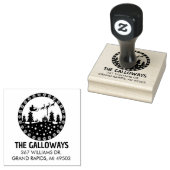 Winter Christmas Flying Santa Sleigh Rubberstempel (Gestempeld)