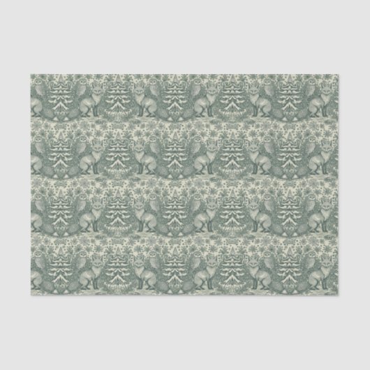 Winter / Christmas Fox & Owl Illustration Pattern Tissuepapier (Voorkant)
