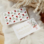 Winter Christmas Girl Baby shower Boeken voor Baby Informatiekaartje<br><div class="desc">Moedig een feestelijke traditie aan met onze Winter Christmas Girl "Boeken voor Baby" Kaart, versierd met hulst en wintergroen. Perfect voor het toevoegen van een vleugje seizoenscharme aan uw baby shower, deze kaart nodigt gasten uit om hun favoriete verhalen voor de bibliotheek van de kleintje te delen. Overeenkomende artikelen in...</div>