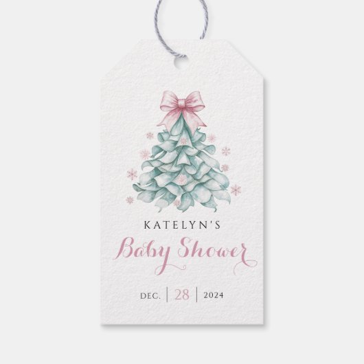 Winter Christmas Girl Baby shower Cadeaulabel (Achterkant)