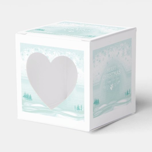 Winter Christmas Heart Window Favor Box Bedankdoosjes (Voorkant Zijde)