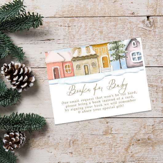 Winter Christmas Het duurt een Village Baby shower Informatiekaartje
