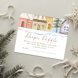 Winter Christmas Het duurt een Village Baby shower Informatiekaartje