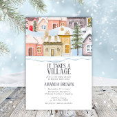 Winter Christmas Het duurt een Village Baby shower Kaart