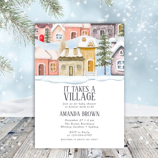 Winter Christmas Het duurt een Village Baby shower Kaart