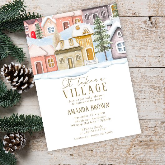 Winter Christmas Het duurt een Village Baby shower Kaart