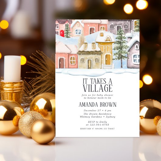 Winter Christmas Het duurt een Village Baby shower Kaart