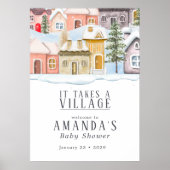 Winter Christmas Het duurt een Village Baby shower Poster (Voorkant)