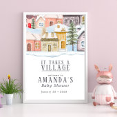 Winter Christmas Het duurt een Village Baby shower Poster