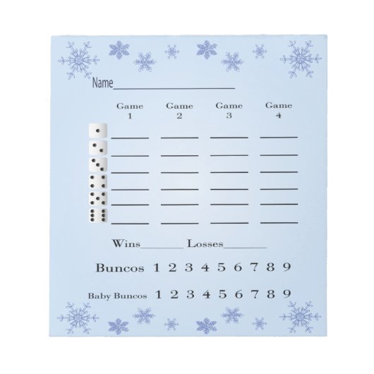 Winter Christmas Holiday Bunco Score Blad Notitieblok (Voorkant)