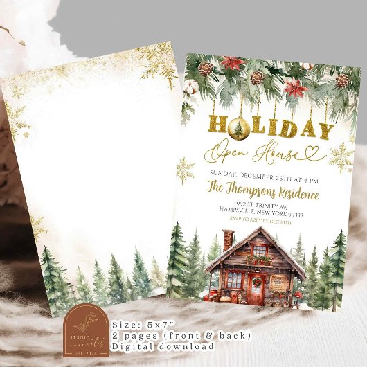 Winter Christmas Holiday Open House Party Kaart