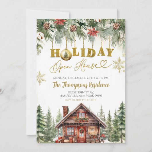 Winter Christmas Holiday Open House Party Kaart (Voorkant)