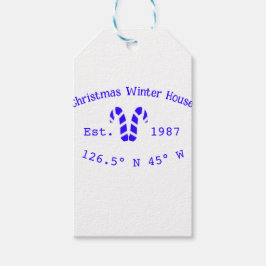 Winter Christmas house blue candy canes est. Year  Cadeaulabel