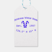 Winter Christmas house blue candy canes est. Year  Cadeaulabel (Achterkant)