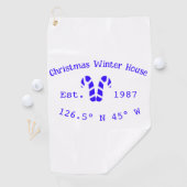 Winter Christmas house blue candy canes est. Year  Golfhanddoek (Insitu)