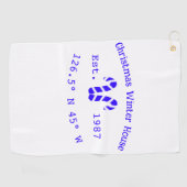 Winter Christmas house blue candy canes est. Year  Golfhanddoek (Horizontaal)