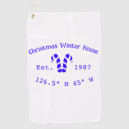 Winter Christmas house blue candy canes est. Year  Golfhanddoek