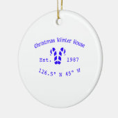 Winter Christmas house blue candy canes est. Year  Keramisch Ornament (Links)