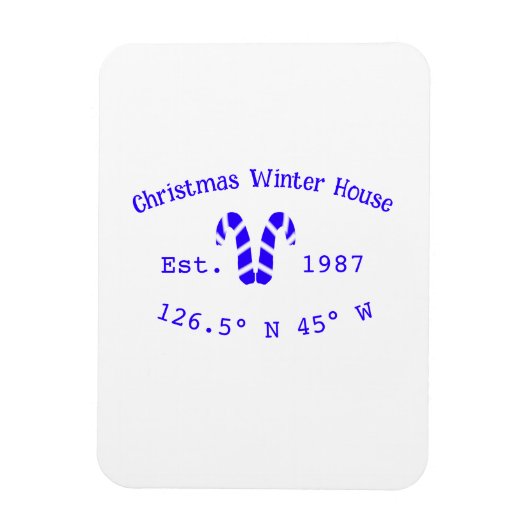 Winter Christmas house blue candy canes est. Year  Magneet (Verticaal)
