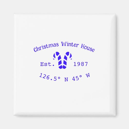 Winter Christmas house blue candy canes est. Year  Magneet (Voorkant)
