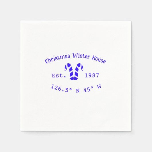 Winter Christmas house blue candy canes est. Year  Servet (Voorkant)