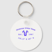 Winter Christmas house blue candy canes est. Year  Sleutelhanger (Achterkant)