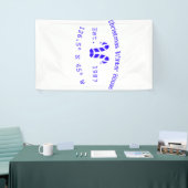 Winter Christmas house blue candy canes est. Year  Spandoek (Beurs)