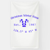 Winter Christmas house blue candy canes est. Year  Spandoek (Verticaal)