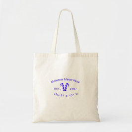 Winter Christmas house blue candy canes est. Year  Tote Bag