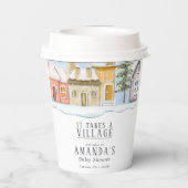 Winter Christmas It takes a Village Baby Shower Papieren Bekers (Achterkant)